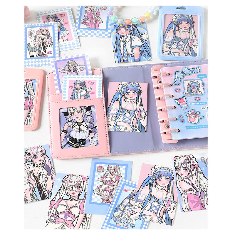 Matte Membrane Small Card Electric Song Girl Series Sweet Cool Cartoon Girl DIY Handbook Phone Case Material Card 4 Models