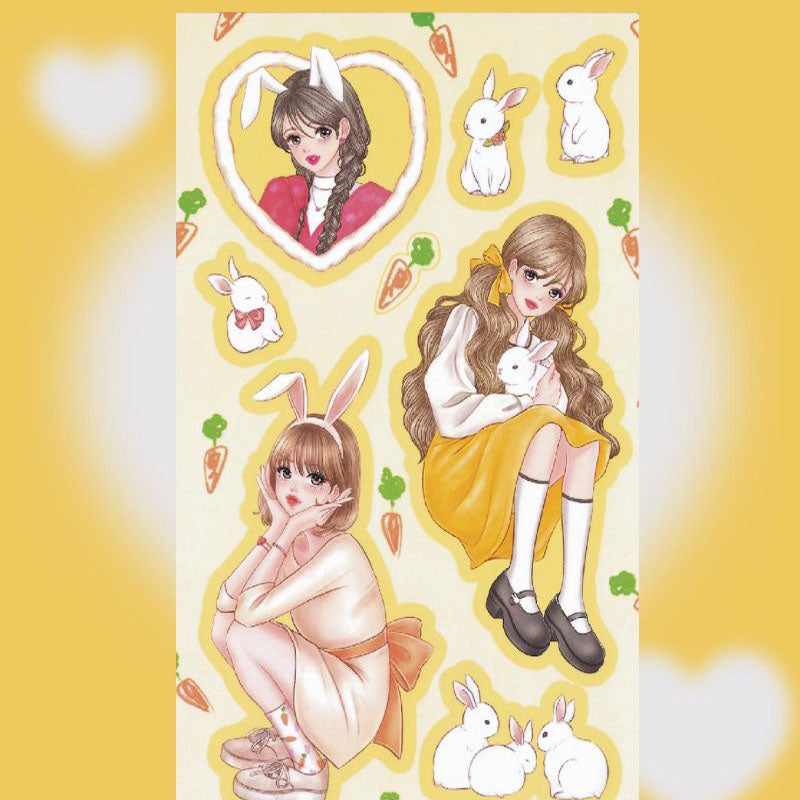Cute Retro Campus Girl Sweet DIY Keychain Plate Hand Account Phone Case Decorative Stickers Character Stickers
