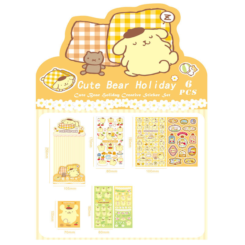 Sanrio Cute Supply Station Cartoon Anime Paper Sticker Set Diy Hand Account Decoration Material Sticker