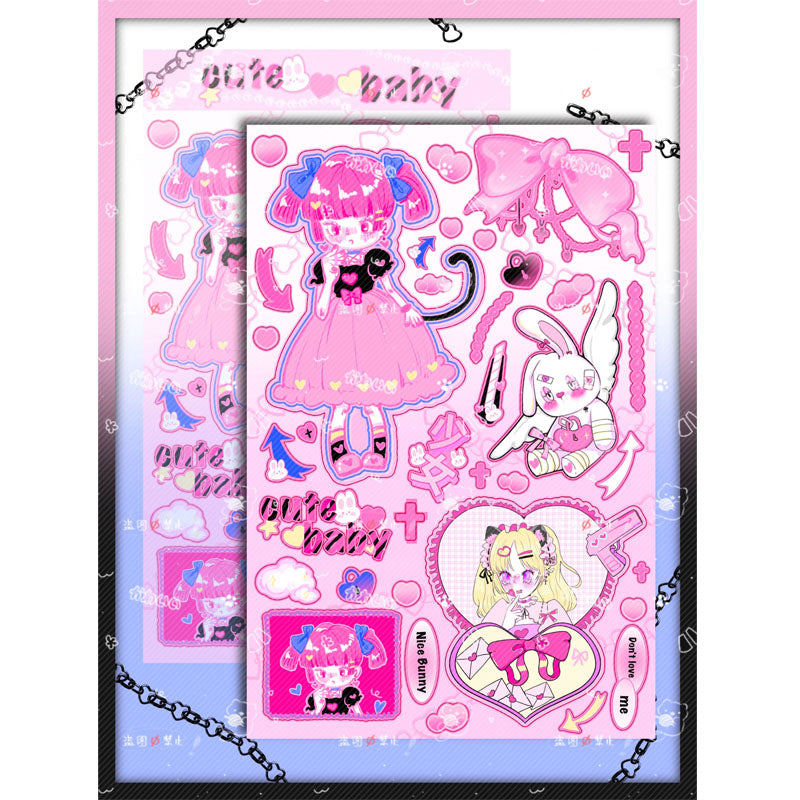 Killer Girl Barbie Girl Love Membrane Sweet Asian Style Decorative Stickers DIY Hand Account Phone Case Small Card Stickers