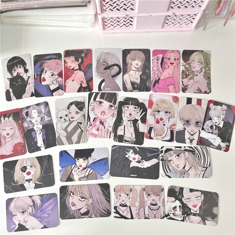 3-Inch Rounded Retro Spicy Dark Style Girl 3-Inch Small Card Hand Account Material Card Business Card