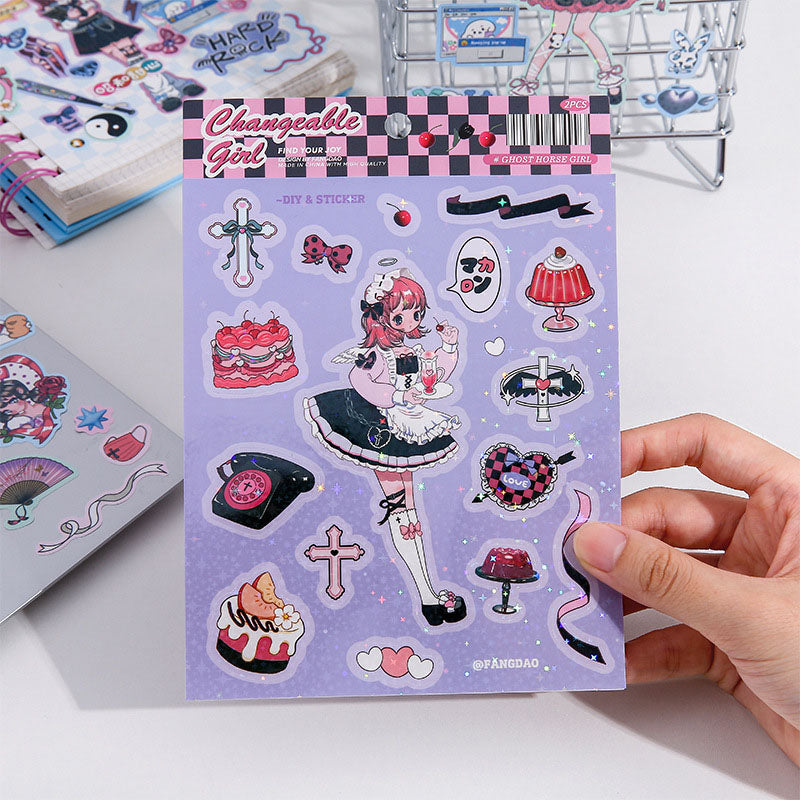 Variety Girl Series Stickers Cute Cold Girl Stickers Diy Hand Account Decoration Material Collage Stickers