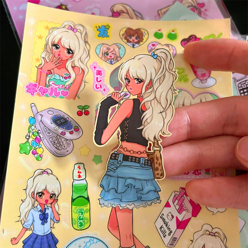 Shibuya Babes Showa Retro Character Stickers Mobile Phone Bill Stickers Domi ID Photos Cute
