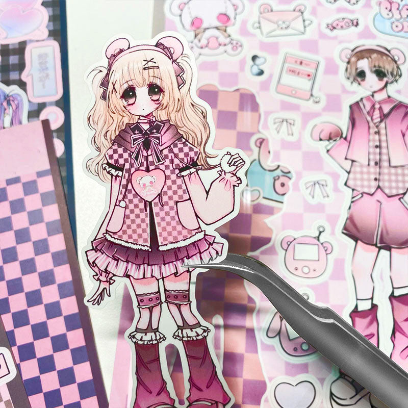 Cute Love Series Cartoon Cute Handbook Stickers Girly Pattern Handbook DIY Material Stickers