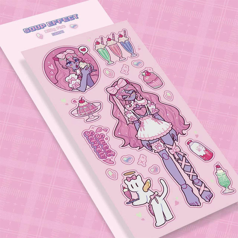 Character Goo Card Sticker Hand Account Sticker phone Case Black Hot Girl Leather Skateboard Trainee Magic Witch Girl SweetCool Retro DIY Sticker