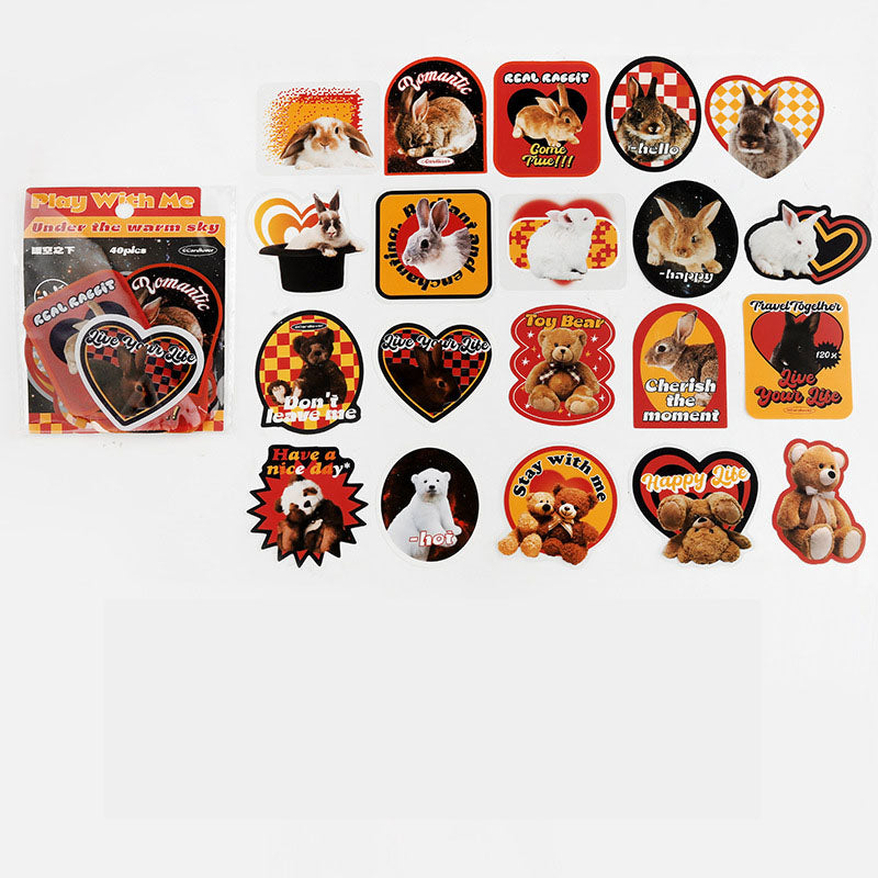 Letter Lovers PET Big Sticker Pack Let's Play with Me Series of Creative Hand Account Decorative Stickers 4 Styles