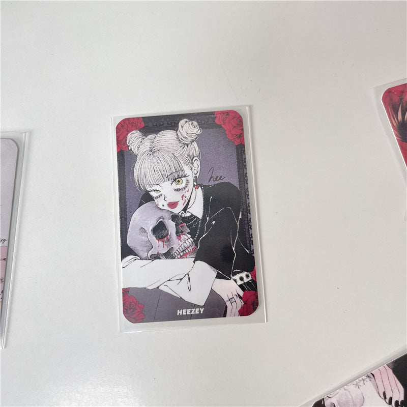 3-Inch Rounded Retro Spicy Dark Style Girl 3-Inch Small Card Hand Account Material Card Business Card