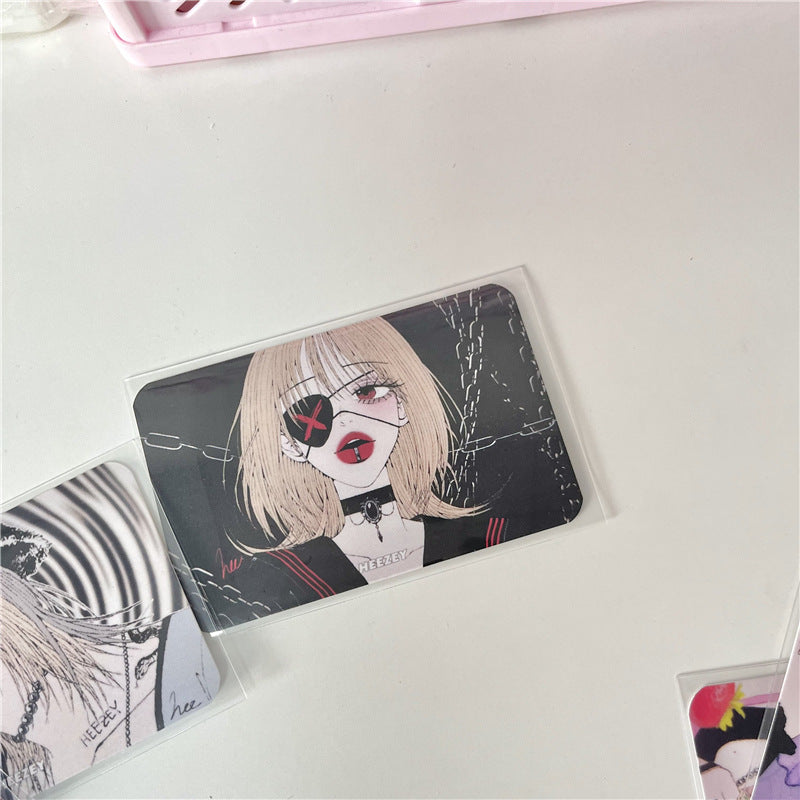 3-Inch Rounded Retro Spicy Dark Style Girl 3-Inch Small Card Hand Account Material Card Business Card