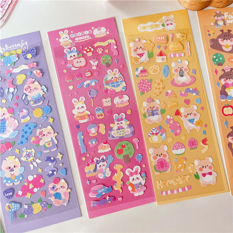 Let's Go For A Picnic Together~ Stickers DIY Hand Account Stickers Small Card Decoration Small Animal Material Stickers