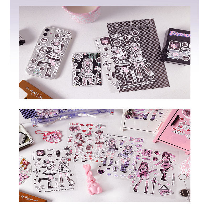 Matte Membrane Goo Card Sticker Little Witch Sweetheart Series Cartoon Sweet And Cool Girl Hand Account Material
