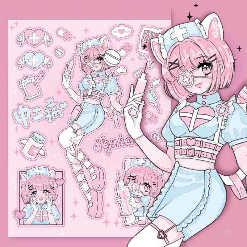 Sweet Asian Style Goo Card Character Sticker Character DIY phone Case hand account girl sticker