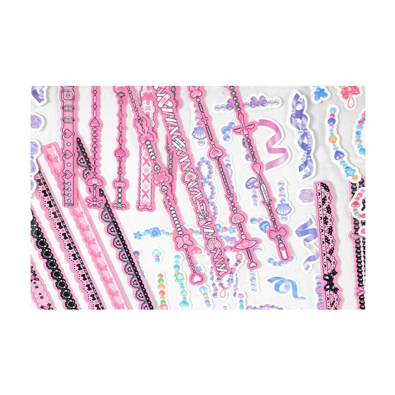 DIY key chain Hand Account Phone Case Bottom Decoration Stickers Lace Chain Series Love Ribbon Material 4 Types