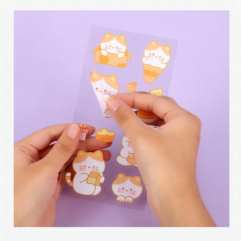 Cute Animal Set PET Transparent Cartoon Cute Pet Phone Case Decorative Sticker Diy Hand Account Sticker