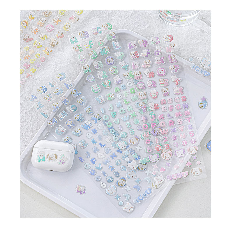 RosyPosy Jelly Letter Stickers TuTu&Byebye Series Cute Style DIY Hand Account Phone Case Material Stickers 4 Types
