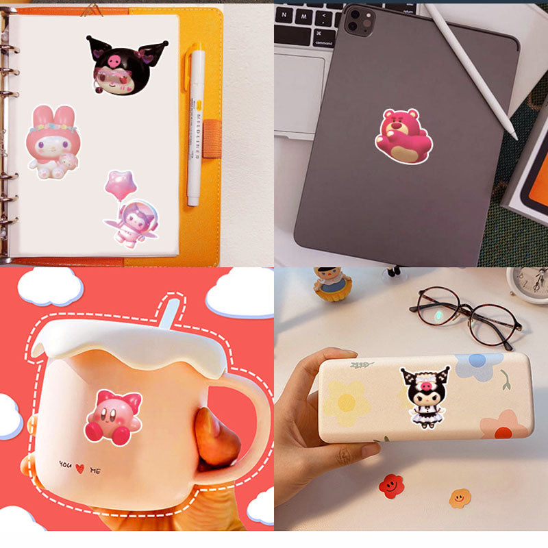 51pcs 3D Sanrio Stickers Cute Kulomi Cinnamorll Melody Kitty Cat Hand Account Waterproof
