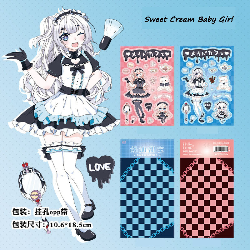 Different Dimension Calling Characters Series Cartoon Sweet Cool Girls Die-cut Handbook Stickers 2pcs into 4 Types