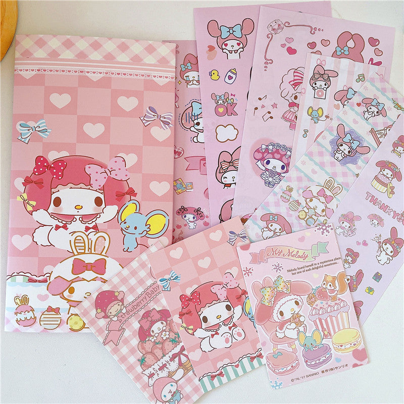 Sanrio Envelope Packaging Stickers Kuromi Melody Cinnamorll Stickers Handbook Decoration DIY Sticker