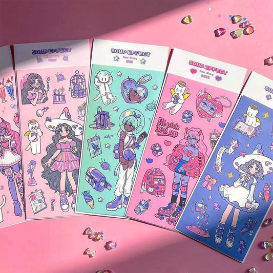 Character Goo Card Sticker Hand Account Sticker phone Case Black Hot Girl Leather Skateboard Trainee Magic Witch Girl SweetCool Retro DIY Sticker