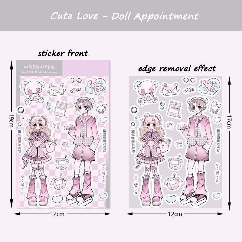 Cute Love Series Cartoon Cute Handbook Stickers Girly Pattern Handbook DIY Material Stickers
