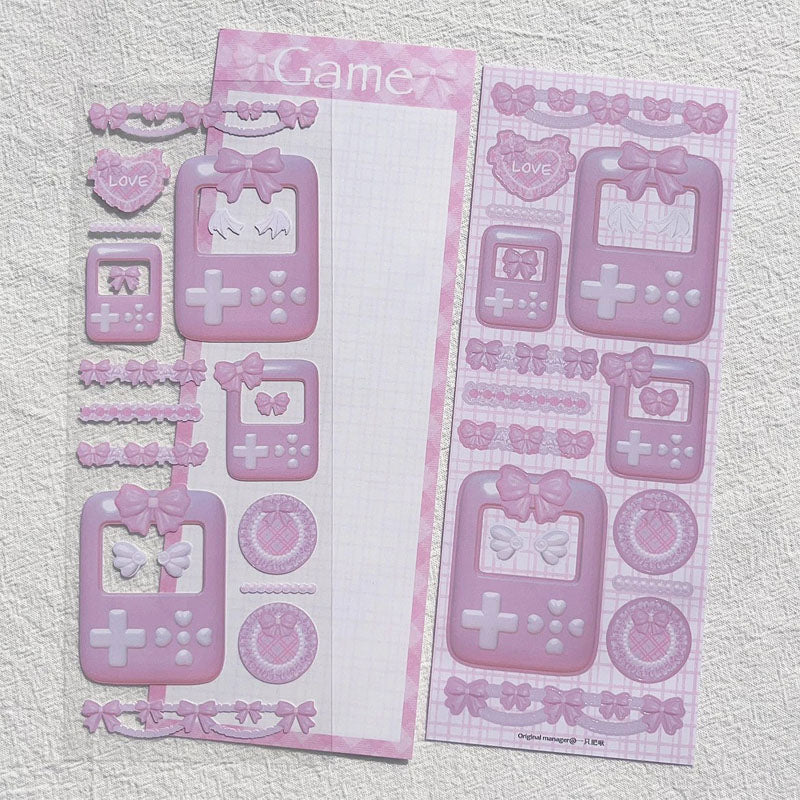 Macaron Game Machine Frame Exclusive 3D Modeling Decoration Stickers DIY Hand Account Material Stickers