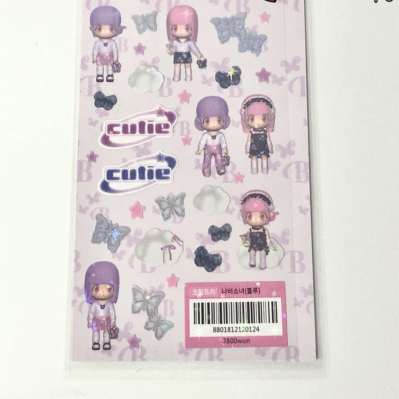 3D Modeling Little Girl Stickers Small Card Decoration Stickers Hand Account Character Material Stickers