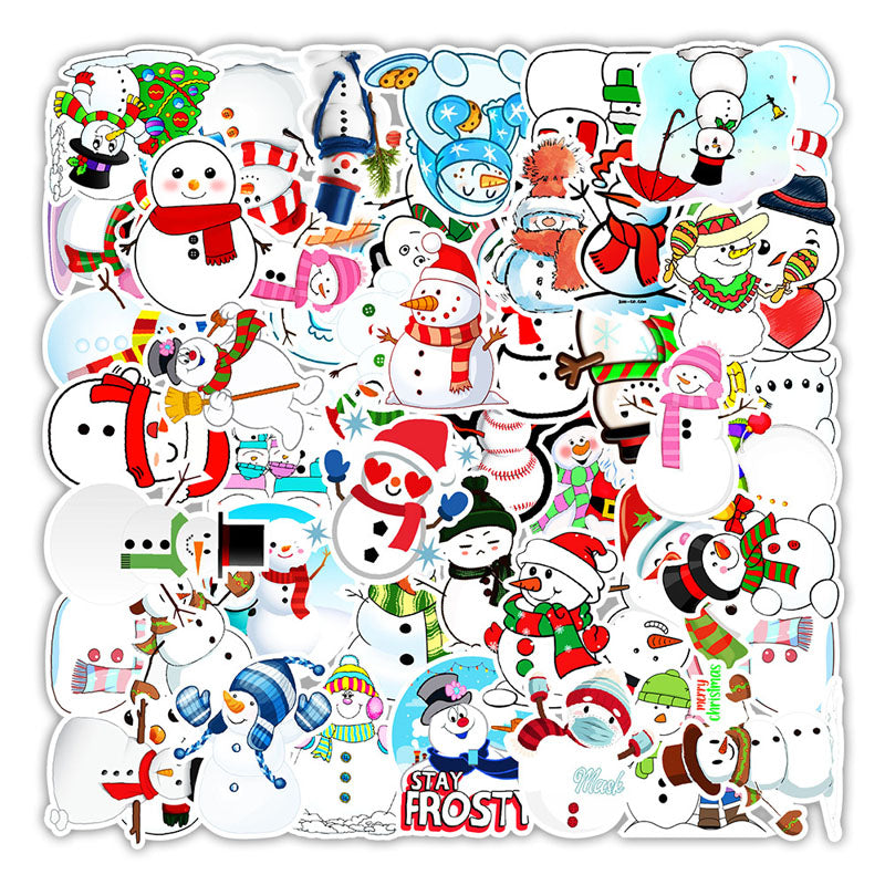 50pcs/100pcs Christmas Graffiti Stickers Holiday Party Hand Account DIY Phone Case Stickers Waterproof