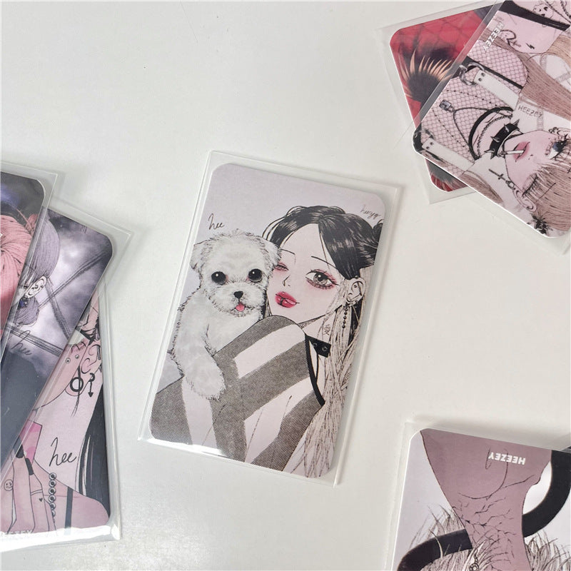 3-Inch Rounded Retro Spicy Dark Style Girl 3-Inch Small Card Hand Account Material Card Business Card