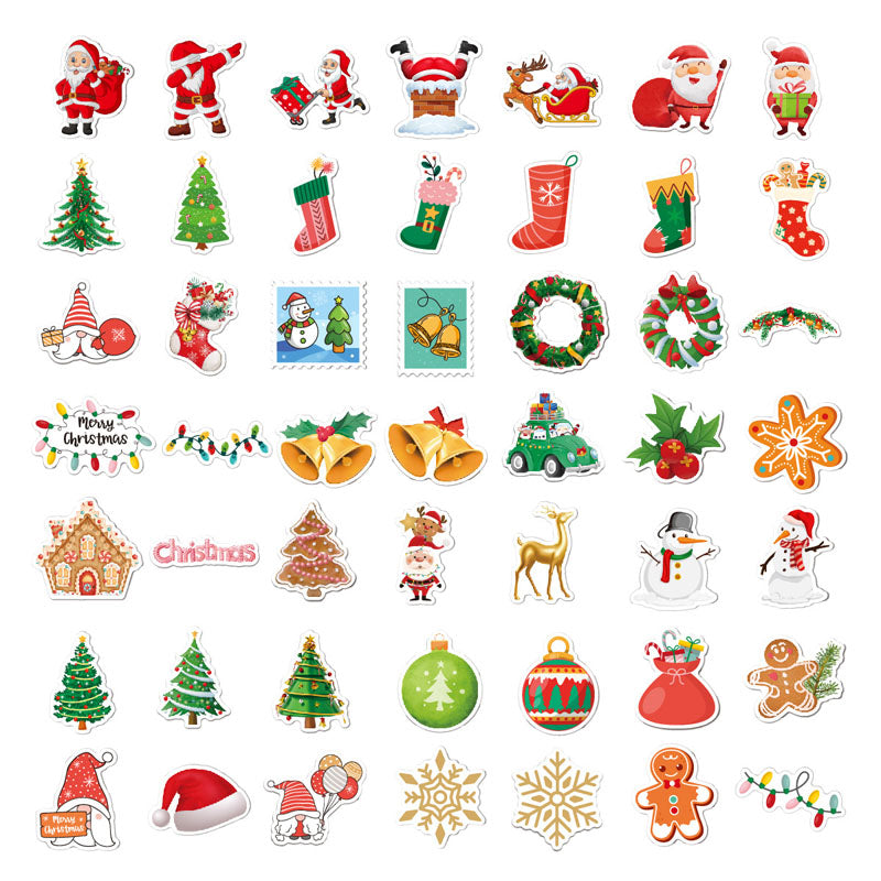 100pcs Christmas Stickers Old Man Tree Snowflake Water Cup Laptop DIY Phone Case Graffiti Stickers