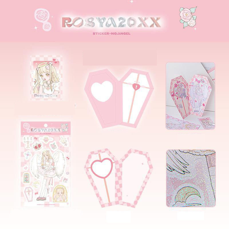 RosyPosy Stickers ROSYA 20xx Series Cartoon Girl With DIY Hand Account Key Chain Plate Decoration Stickers 4 Styles
