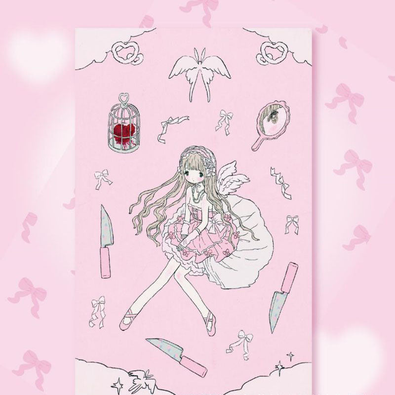 Milky Hearts Sticker Book Inner Page Low Saturation Sweet Sick Sweet Girl Character Decoration Sticker DIY Keychain Plate Hand Account Phone Case Sticker