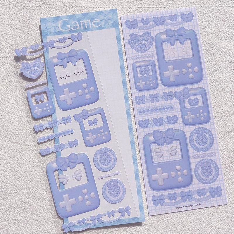 Macaron Game Machine Frame Exclusive 3D Modeling Decoration Stickers DIY Hand Account Material Stickers