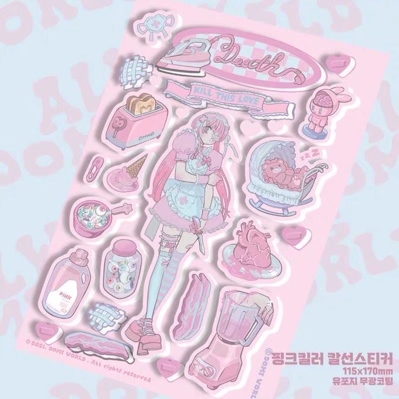 Ins Girl Character Sticker Cartoon Girl Decoration Sticker Domi hand account Phone case material