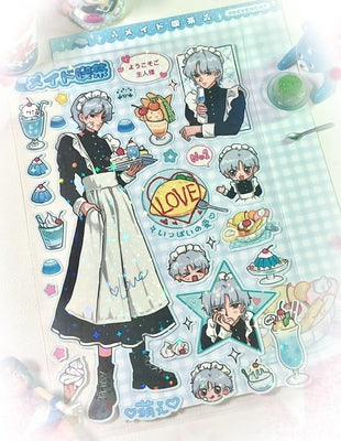 Maid Eating Tea Shop Series Stickers Gooka Cute Cartoon Sticker