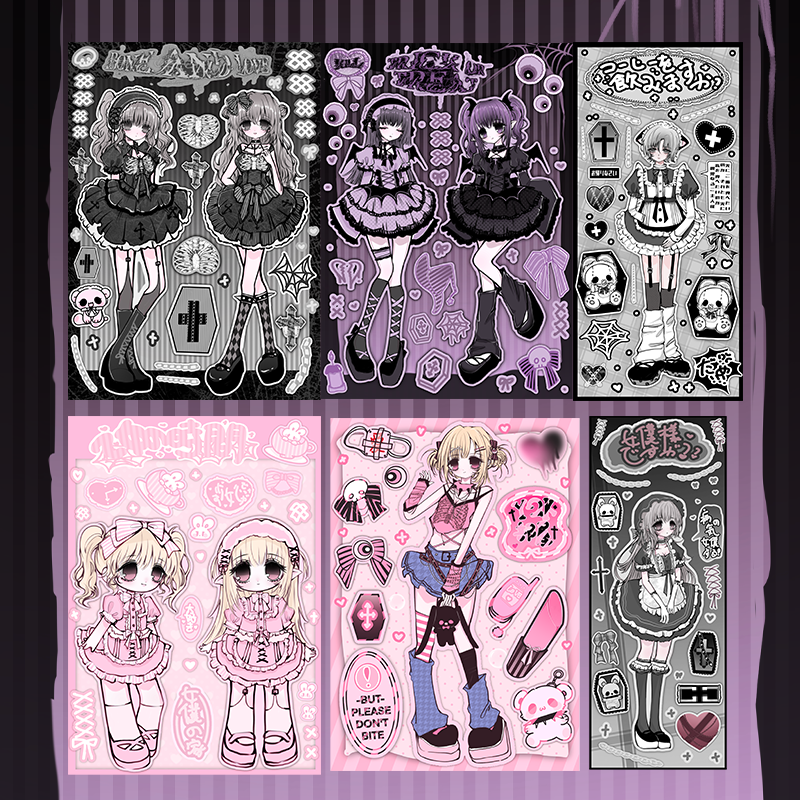 Gothic Lolita Style Character Manservant Maid Harajuku Girl Diy Hand Account Cover Sticker