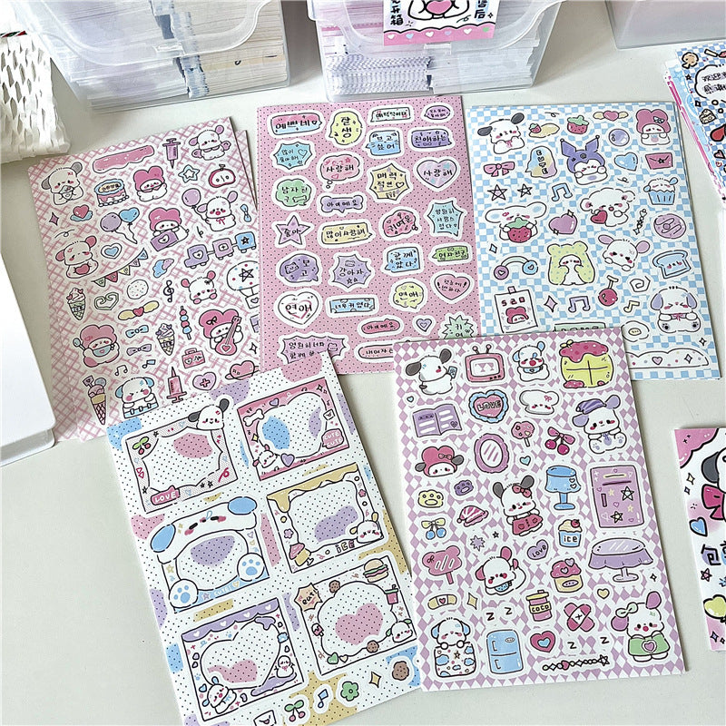 Punny hand-Painted Graffiti Style Cute Animal Puppy Dialog Korean Hand Account Sticker Small Card Decoration Material