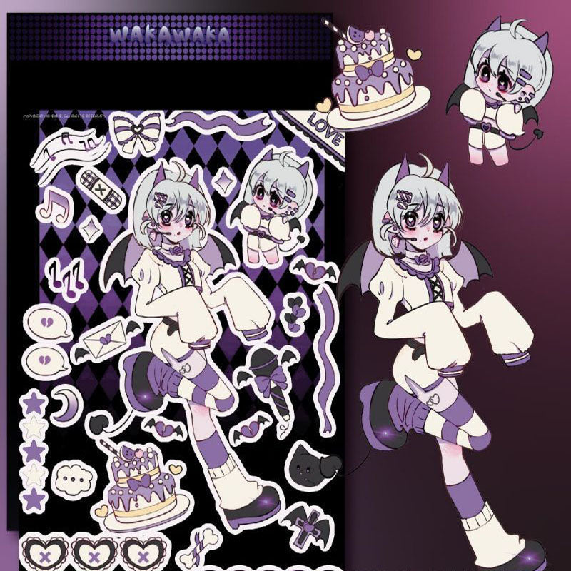 Werewolf Girl Hand Account Sticker Witch Magic Beautiful Girl Sticker Angel Devil DIY Keychain Plate Decoration Sticker