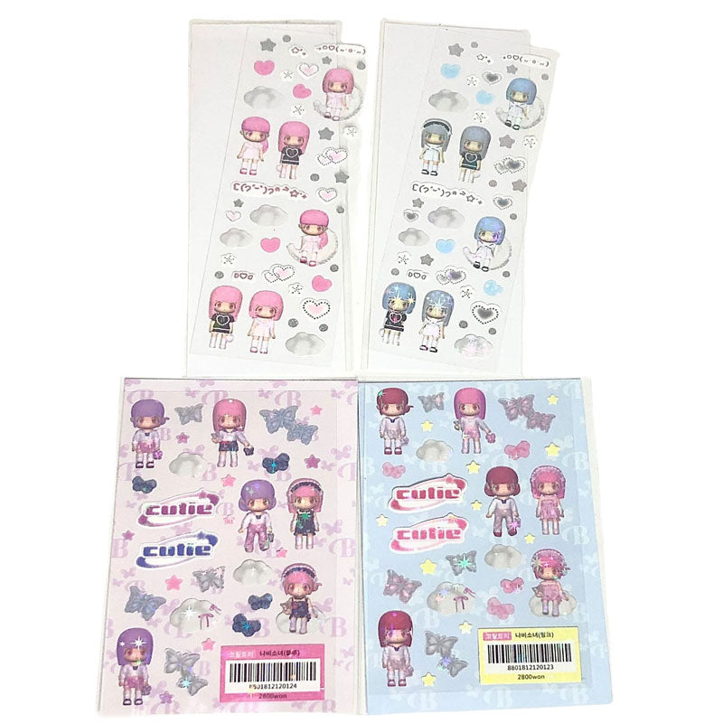 3D Modeling Little Girl Stickers Small Card Decoration Stickers Hand Account Character Material Stickers