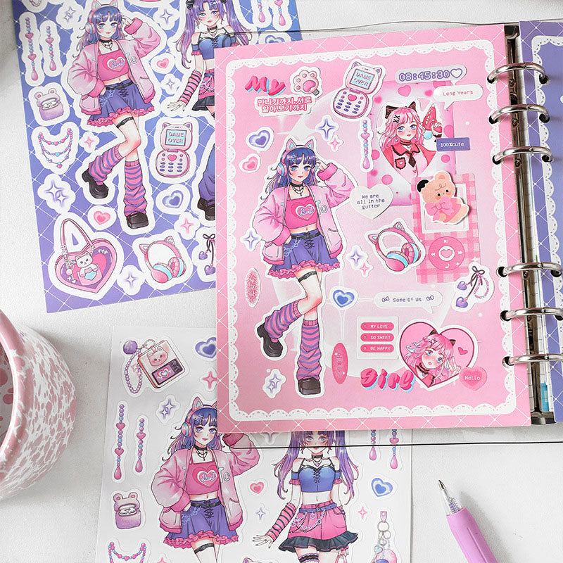 Barbie Angel Series Sweet Cool Babe Hand Account Diy Decorative Phone Case Hand Account Material Stickers Matte Membrane Stickers 4 Styles