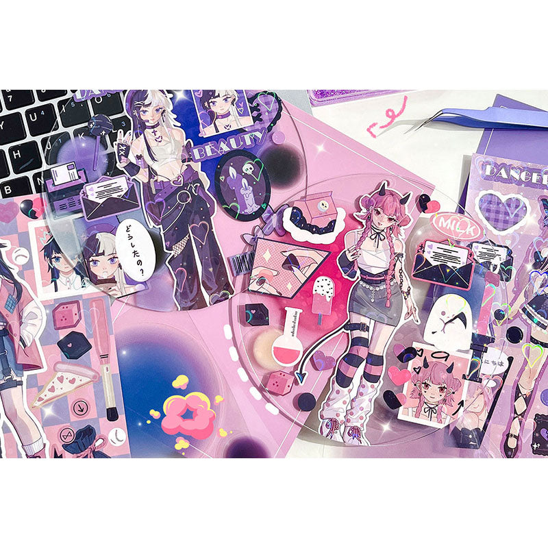 Dark Style Hand Account Stickers Cartoon Anime Hottie Stickers Decoration Material Character Hand Account DIY Stickers