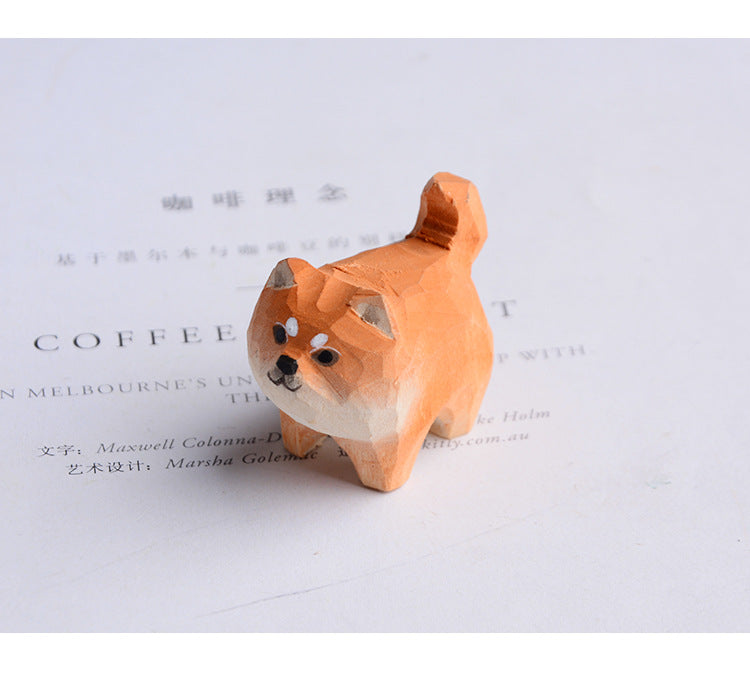 Wood carving Akita dog Decorations Hand carving Dog key chain Handicrafts Handmade