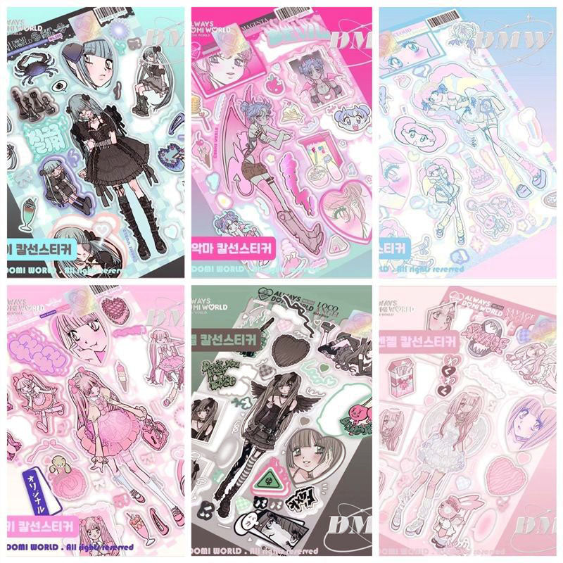 Domi Girl Sticker Dessert Devil Angel Decoration Sticker Phone Case Back Card Sticker Diy Sweet Asia