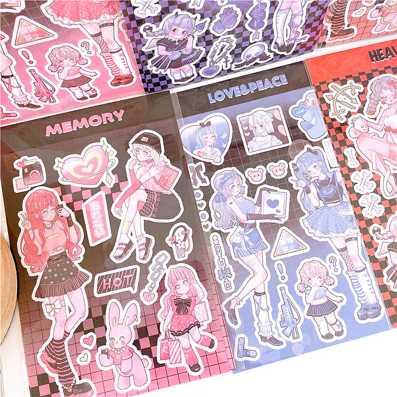 Girl Heart Cartoon Decoration Hand Account Phone Case Decoration Sticker DIY Handmade High-Value Heartbeat Signal Sticker