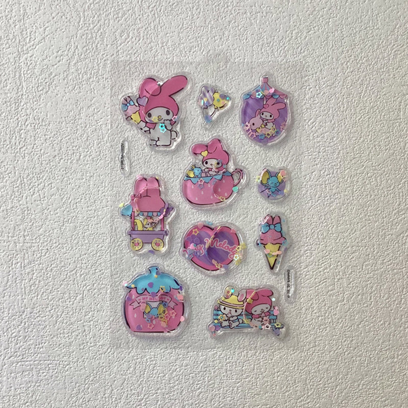 DIY Sanrio Shake Water Stickers 3D Three-dimensional Decorative Bubble Stickers Hello Kitty