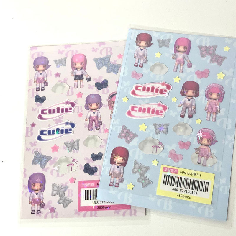 3D Modeling Little Girl Stickers Small Card Decoration Stickers Hand Account Character Material Stickers