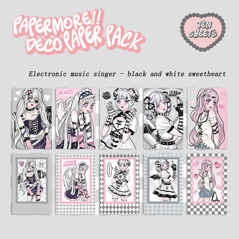 Matte Membrane Small Card Electric Song Girl Series Sweet Cool Cartoon Girl DIY Handbook Phone Case Material Card 4 Models
