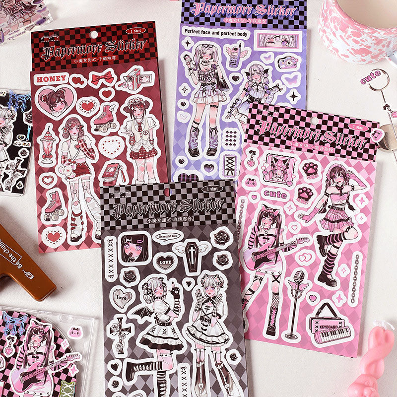 Matte Membrane Goo Card Sticker Little Witch Sweetheart Series Cartoon Sweet And Cool Girl Hand Account Material