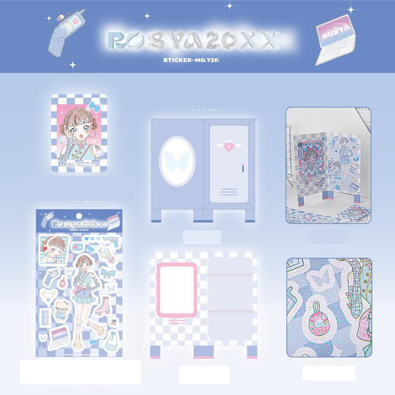 RosyPosy Stickers ROSYA 20xx Series Cartoon Girl With DIY Hand Account Key Chain Plate Decoration Stickers 4 Styles