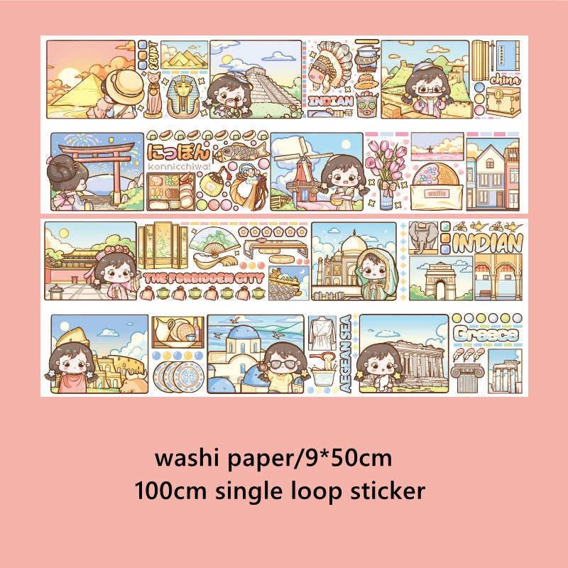 Cute Cartoon Character Stickers DIY Hand Account Landscaping Collage Tape