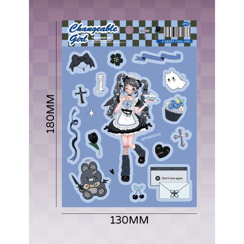 Variety Girl Series Stickers Cute Cold Girl Stickers Diy Hand Account Decoration Material Collage Stickers