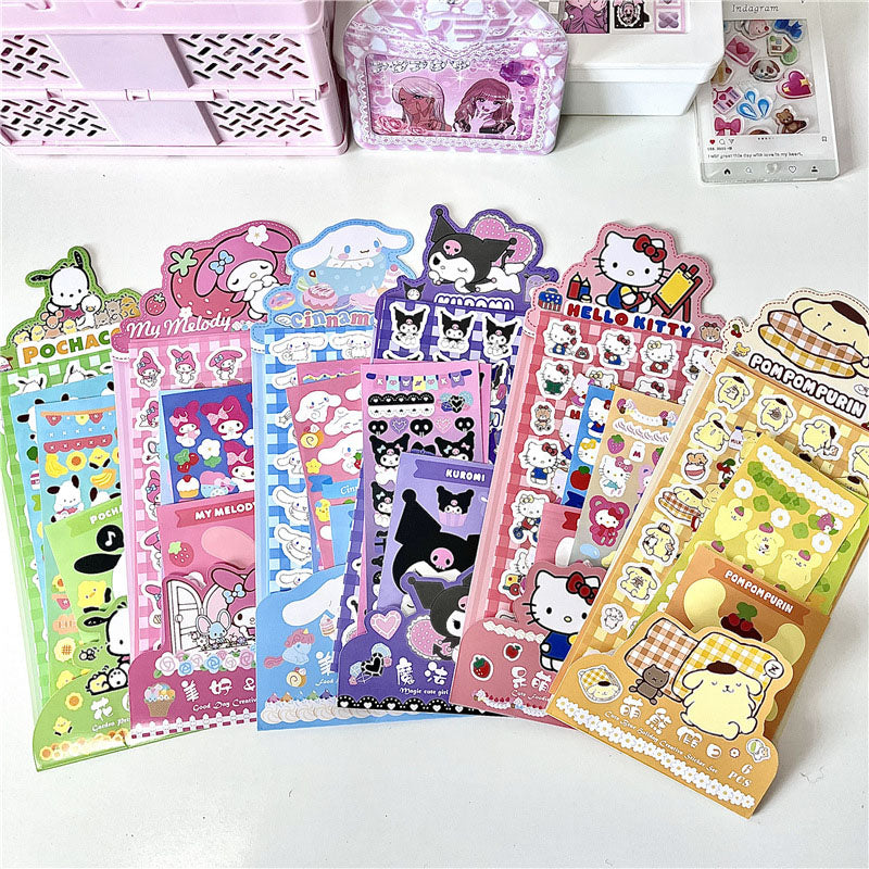 Sanrio Cute Supply Station Cartoon Anime Paper Sticker Set Diy Hand Account Decoration Material Sticker